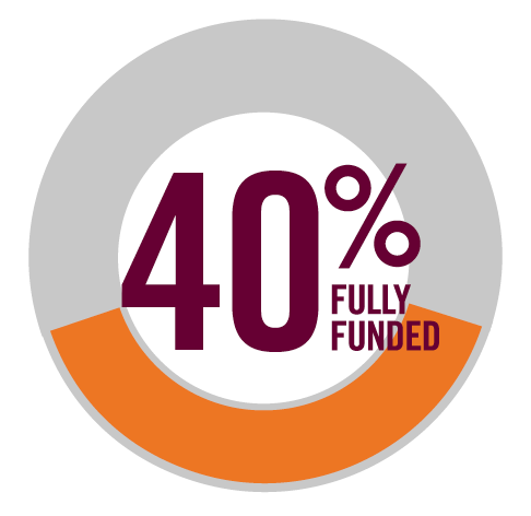 Pie Chart showing 40% Fully Funded Projects